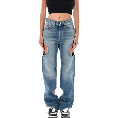 Vintage Meteor Cut-Out Jeans , Damen, Größe: W28 - Off White - Modalova
