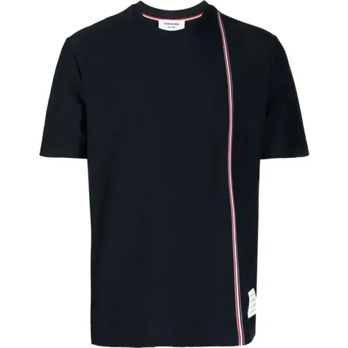 RWB Stripe Medium Jersey T Shirt Size: 2, colour: Navy , male, Sizes: L, XL, M - Thom Browne - Modalova