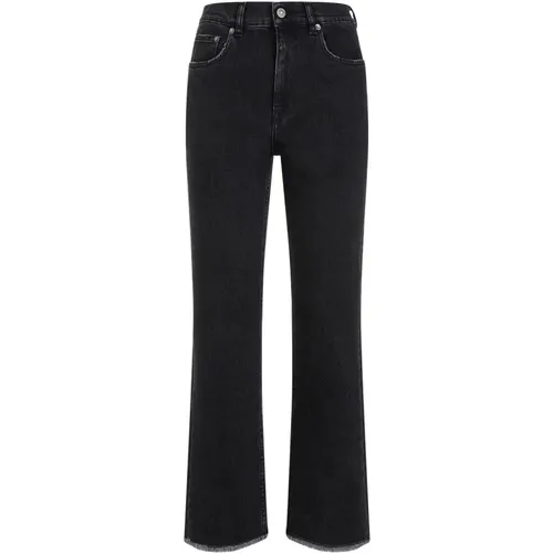 Schwarze Cropped Flare Denim Jeans , Damen, Größe: W28 - Golden Goose - Modalova