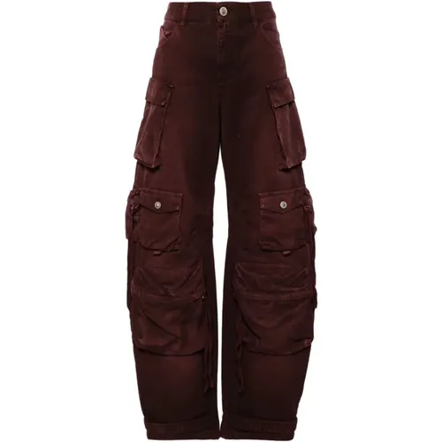 Burgundy Denim Wide Leg Trousers , female, Sizes: W27, W26 - The Attico - Modalova