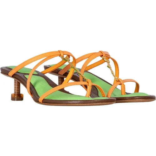 Tricolor Leder Sandalen mit Logo-Schnalle , Damen, Größe: 36 EU - Jacquemus - Modalova