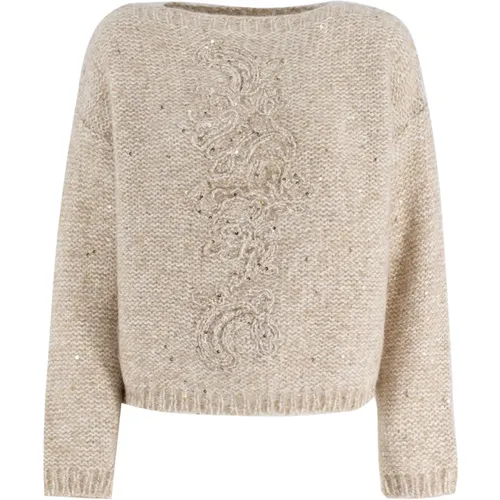 Sequin Embellished Wool Crewneck Sweater , female, Sizes: M, XS, S - Ermanno Scervino - Modalova