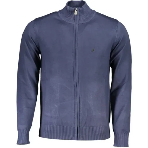 Blauer Bestickter Zip-Up Cardigan , Herren, Größe: M - U.S. Polo Assn. - Modalova