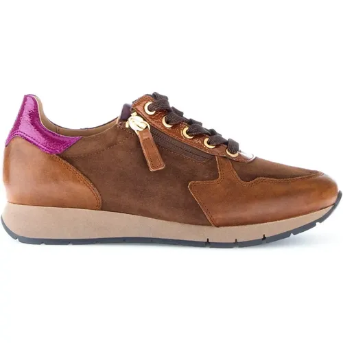 Cognac Leder Basket Sneakers , Damen, Größe: 41 EU - Gabor - Modalova