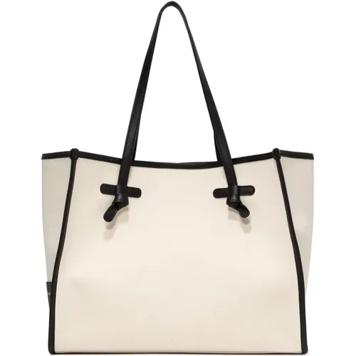 Canvas-Shoppingtasche mit Lederbesatz , Damen, Größe: ONE Size - Gianni Chiarini - Modalova
