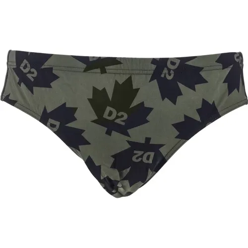 Slip Swimsuit Military , male, Sizes: 2XL - Dsquared2 - Modalova