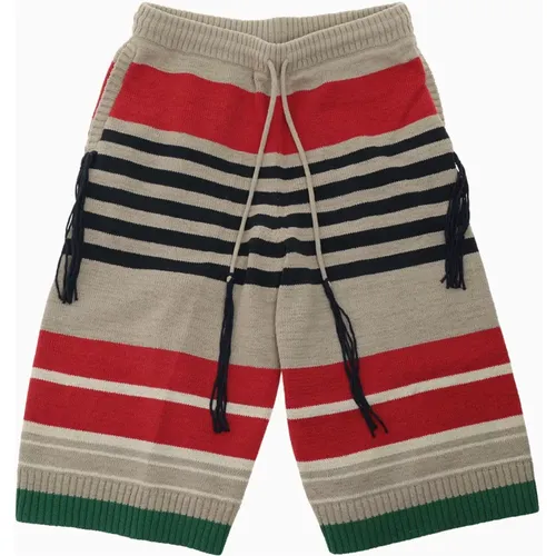 Striped Knit Shorts with Fringe Detail , male, Sizes: M, L - Craig Green - Modalova