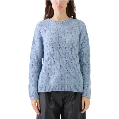 Geflochtener und mit Pailletten besetzter Rundhalsausschnitt-Pullover , Damen, Größe: S - Le Tricot Perugia - Modalova