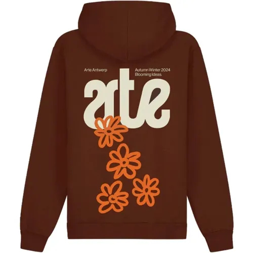 Braune Baumwolle Blooming Ideas Hoodie , Herren, Größe: L - Arte Antwerp - Modalova