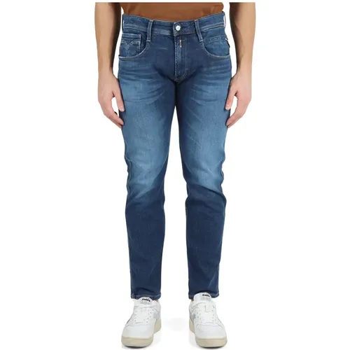 Slim Fit Bio Jeans mit Fünf Taschen , Herren, Größe: W34 - Replay - Modalova