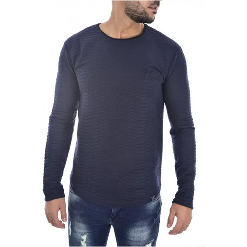 Strukturierter Blauer Pullover , Herren, Größe: XL - Goldenim paris - Modalova