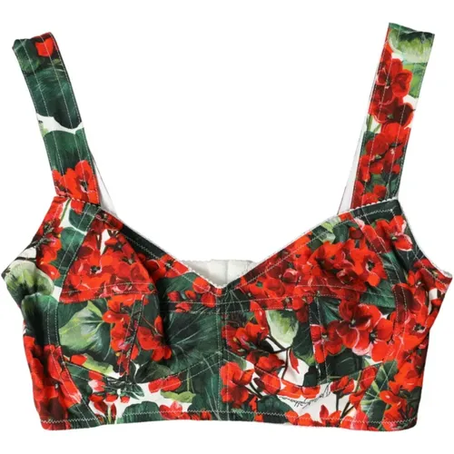 Blumen Bustier Crop Top , Damen, Größe: XS - Dolce & Gabbana - Modalova