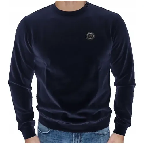 Sportliches Blaues Sweatshirt mit Logodruck , Herren, Größe: M - Plein Sport - Modalova