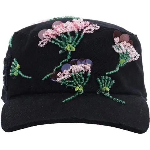Cotton Hat with Paillettes Detail , female, Sizes: M - Miu Miu - Modalova