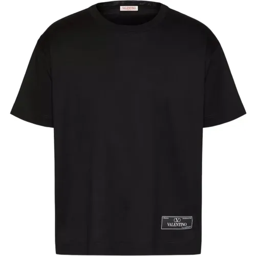 Baumwoll-T-Shirt mit Maison Tailoring Label , Herren, Größe: S - Valentino - Modalova