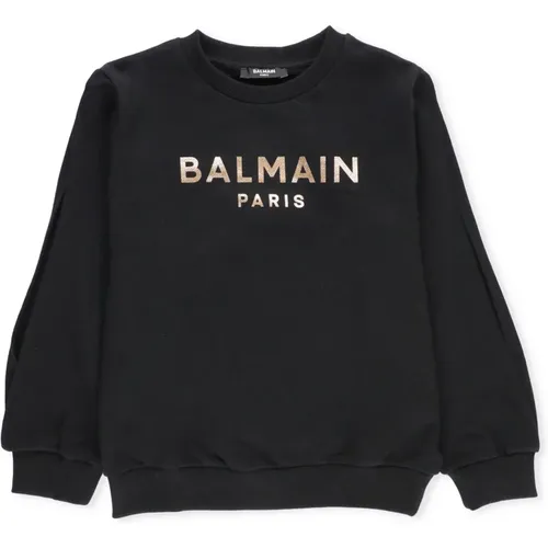 Schwarzer Junior Baumwollpullover für Mädchen - Balmain - Modalova