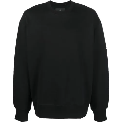 Schwarzer Sweatshirt mit Logo-Print am Hals , Herren, Größe: M - Y-3 - Modalova