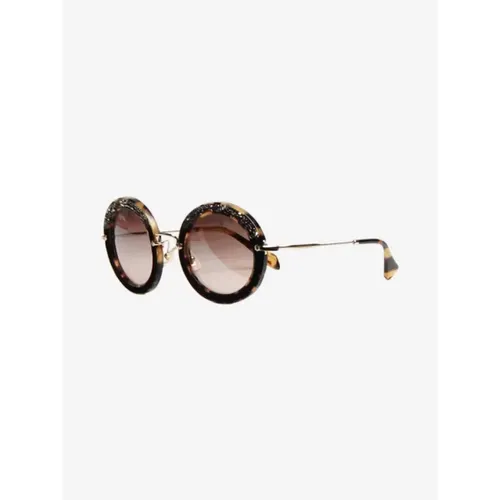 Pre-owned Suede sunglasses , female, Sizes: ONE SIZE - Miu Miu Pre-owned - Modalova