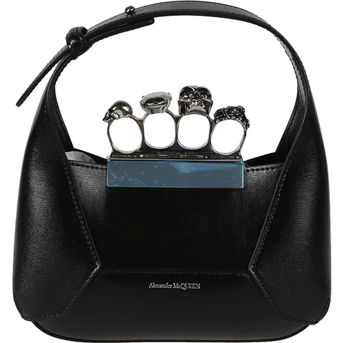 Schwarze Juwelen Hobo Leder Mini Tasche - alexander mcqueen - Modalova