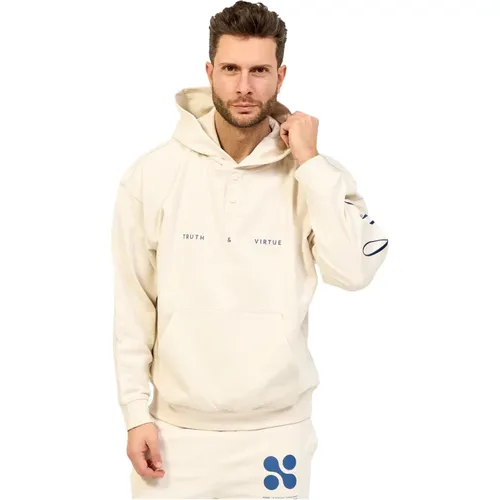 Hooded Sweatshirt with Button Closure and Print , male, Sizes: S - Hugo Boss - Modalova