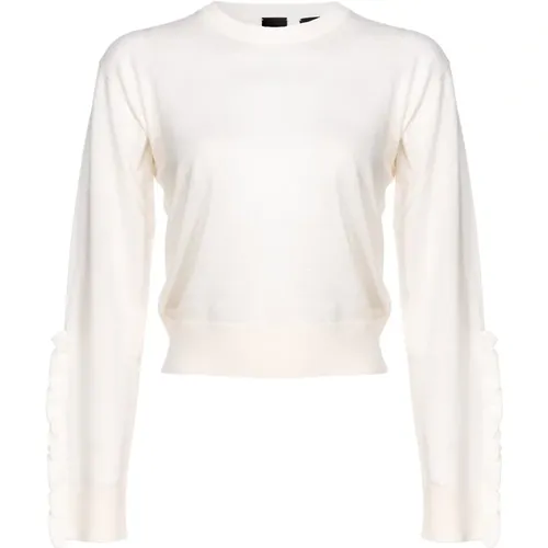 Long Sleeve Sweater with Ruffle Detail , female, Sizes: S, L, XS - pinko - Modalova