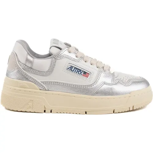 Silver Women's Leather Sneakers , female, Sizes: 3 UK, 4 UK, 6 UK, 2 UK, 7 UK, 5 UK, 8 UK - Autry - Modalova