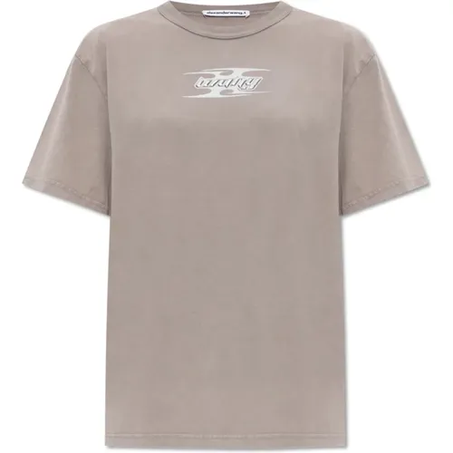 Logo T-Shirt , Damen, Größe: L - T by Alexander Wang - Modalova