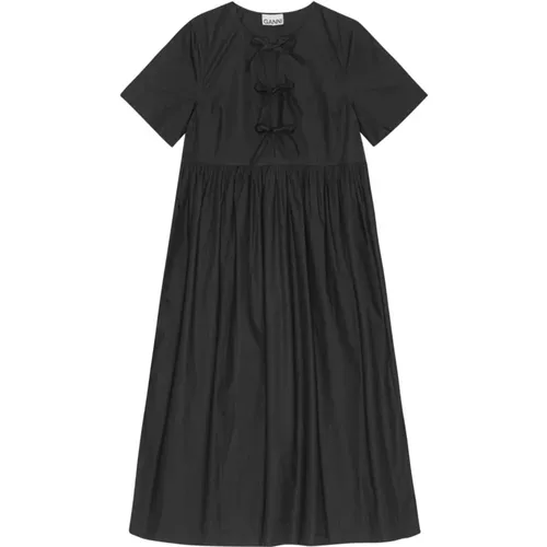 Schwarzes Schleifen-Detail Kleid , Damen, Größe: XS - Ganni - Modalova