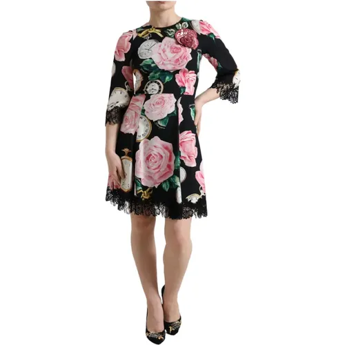Blumiges A-Linien Kleid - Dolce & Gabbana - Modalova