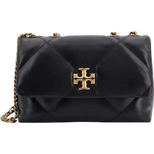 Schwarze Leder-Schultertasche mit Klappverschluss , Damen, Größe: ONE Size - TORY BURCH - Modalova