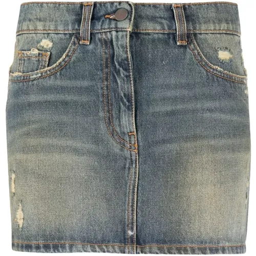 Ripped Denim Miniskirt , female, Sizes: W27 - Palm Angels - Modalova