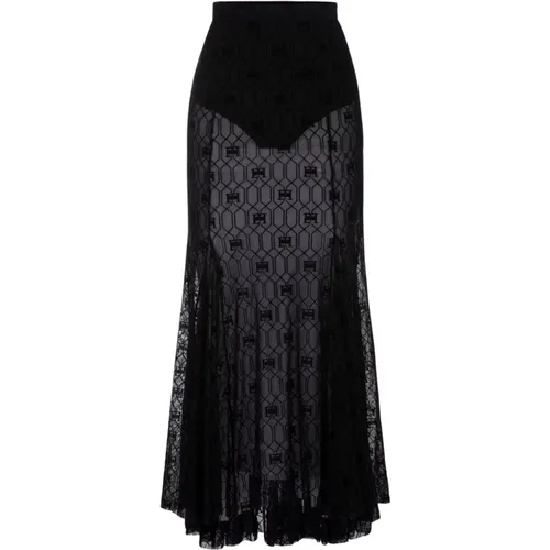 Long Velvet Print Skirt , female, Sizes: M, S, XS - Elisabetta Franchi - Modalova