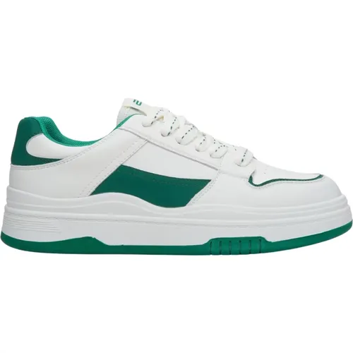 Weiße & Grüne Ledersneakers , Damen, Größe: 37 EU - Estro - Modalova