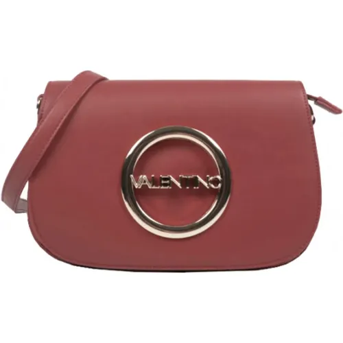 Rote Dunkle Handtasche mit Goldlogo - Valentino by Mario Valentino - Modalova