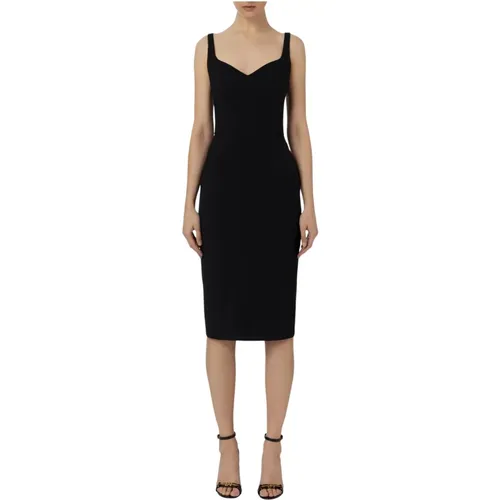 Schwarzes Midi-Kleid für Damen , Damen, Größe: 2XL - Elisabetta Franchi - Modalova