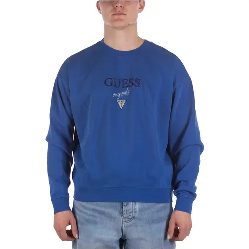 Go Baker Blaues Crewneck-Logo-Sweatshirt , Herren, Größe: M - Guess - Modalova