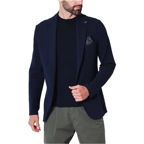 Blaue Jersey Stretch Blazer Jacke , Herren, Größe: XL - BOB - Modalova