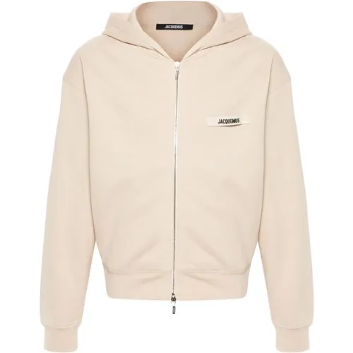 Beiger Kapuzenpullover mit Logo , Herren, Größe: L - Jacquemus - Modalova