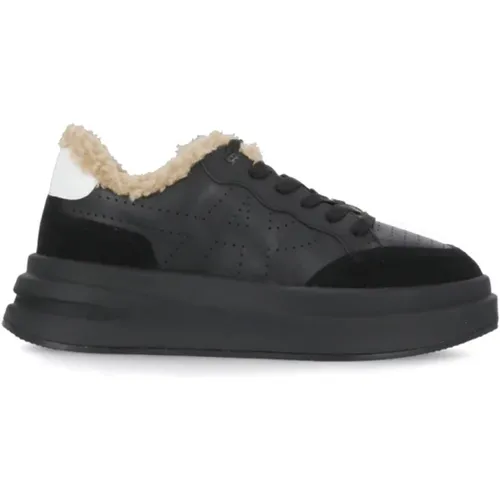 Schwarze Ledersneaker mit Perforierten Details , Damen, Größe: 40 EU - Ash - Modalova