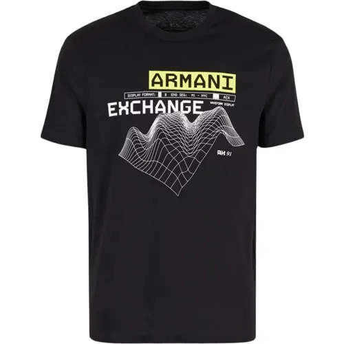 Bedrucktes Baumwoll-T-Shirt - Schwarz , Herren, Größe: 2XL - Armani Exchange - Modalova