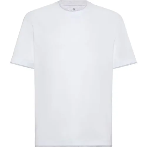 Doppellagiges Baumwoll-Jersey T-Shirt , Herren, Größe: L - BRUNELLO CUCINELLI - Modalova