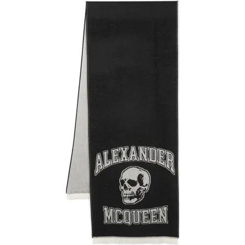 Schwarzer und Grauer Logo-Schal , Herren, Größe: ONE Size - alexander mcqueen - Modalova