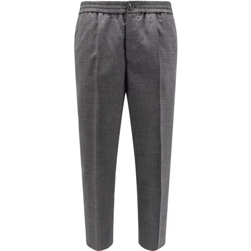 Grey Wool Trousers with Elastic Waistband , male, Sizes: L, M, S - Ami Paris - Modalova