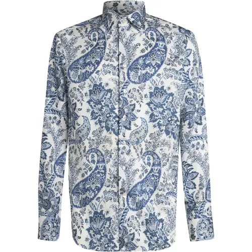 Blau Blumiges Paisley Print Hemd , Herren, Größe: L - ETRO - Modalova