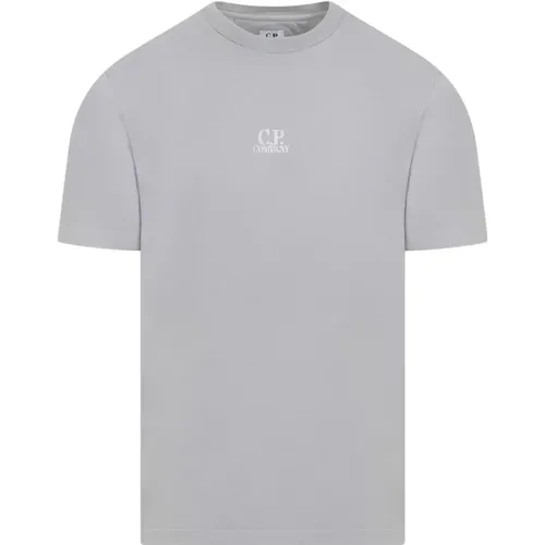 Cotton T-Shirt with Logo Embroidery , male, Sizes: S, M, L, XL - C.P. Company - Modalova