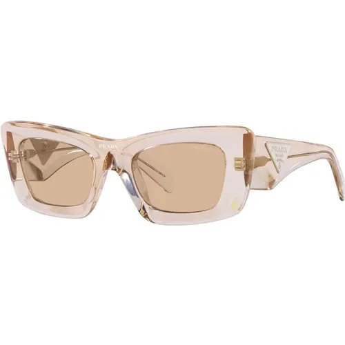 Transparent /Light Brown Sunglasses , female, Sizes: 50 MM - Prada - Modalova