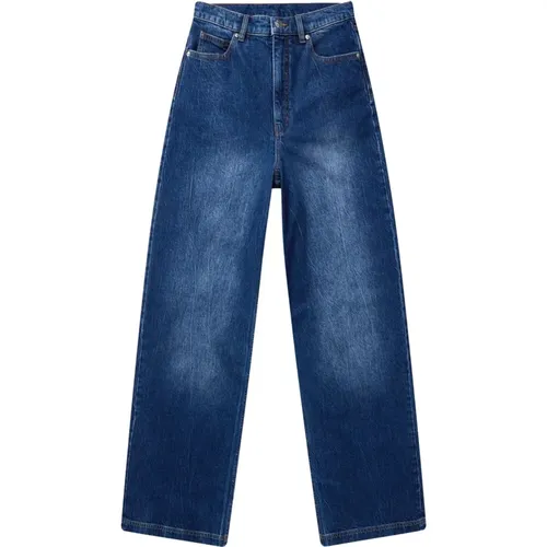 Klassische Indigo Wide Leg Jeans , Damen, Größe: L - Munthe - Modalova