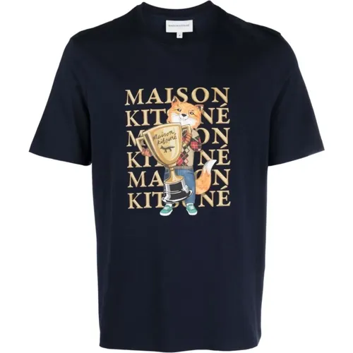 Fox Champion T-Shirt in Blau - Maison Kitsuné - Modalova