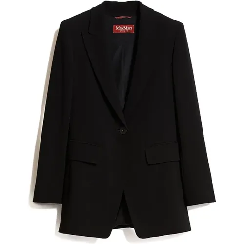 Schwarzer Blazer mit Einem Knopf und Revers , Damen, Größe: XS - Max Mara - Modalova