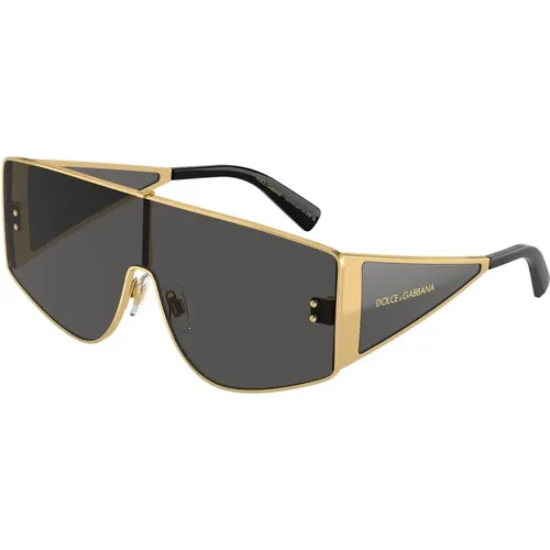 Gold Metal Frame Sunglasses Dark Grey , unisex, Sizes: 44 MM - Dolce & Gabbana - Modalova